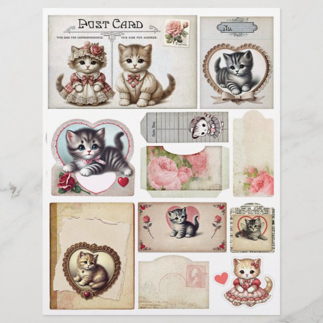 Papier Sweet Kittens & Rose Ephemera Collection R (Devant)