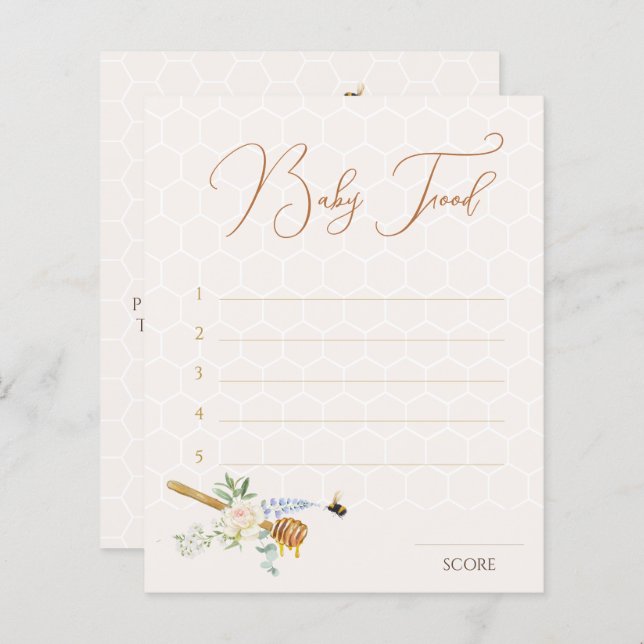 Papier Sweet Little Honey Douche Guess the Baby Food Game (Devant / Derrière)