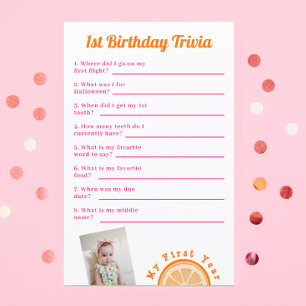 Papier Sweet One First Birthday Trivia Jeu
