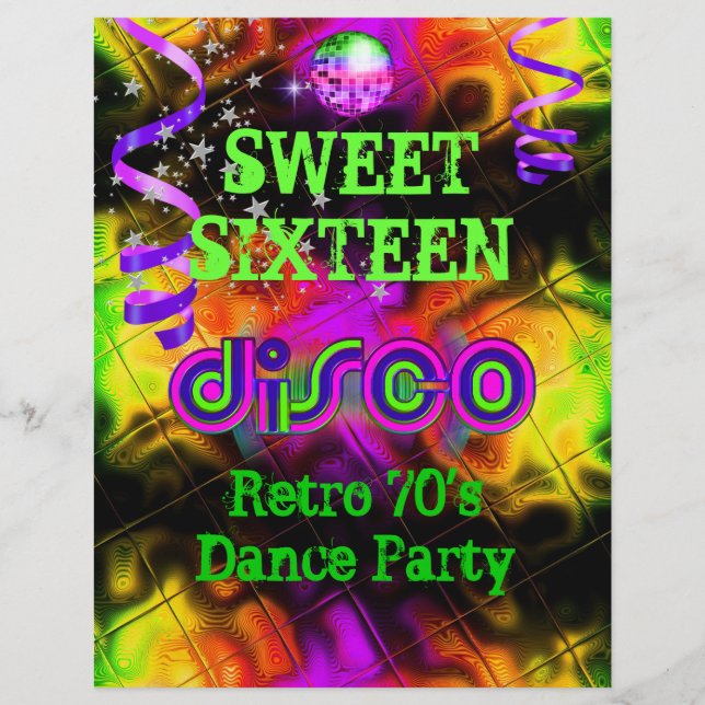 Papier Sweet sixteen 16 Retro 70's Dance Party (Devant)