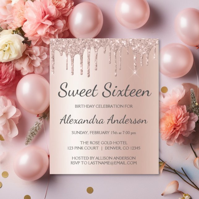 Papier Sweet sixteen de Parties scintillant d'or Rose bud (Créateur téléchargé)