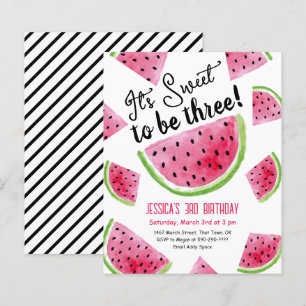 Papier Sweet to Be Three Melon Anniversaire Invitation