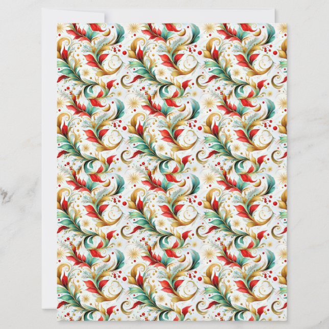 Papier Swirled christmas floral craft paper (Devant)
