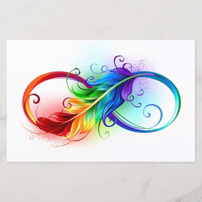 Papier Symbole d'infini avec plume arc-en-ciel (Devant)