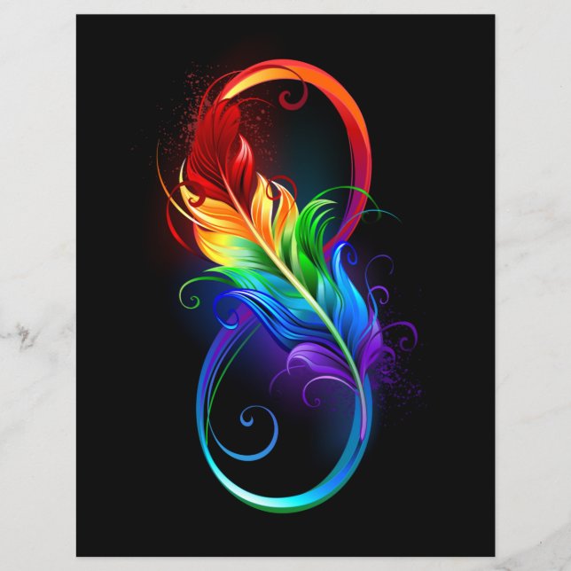 Papier Symbole d'infini avec plume arc-en-ciel (Devant)