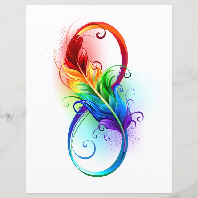 Papier Symbole d'infini avec plume arc-en-ciel (Devant)