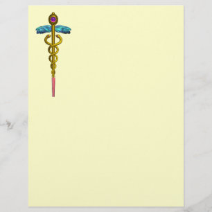 PAPIER SYMBOLE MÉDICALE OR CADUCEUS