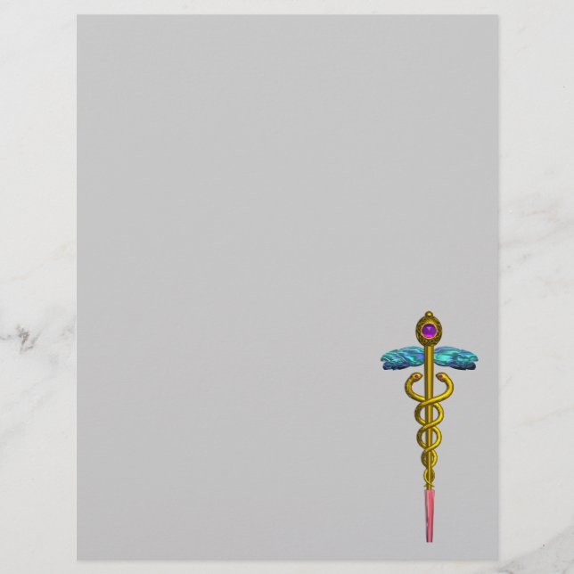 PAPIER SYMBOLE MÉDICALE OR CADUCEUS (Devant)