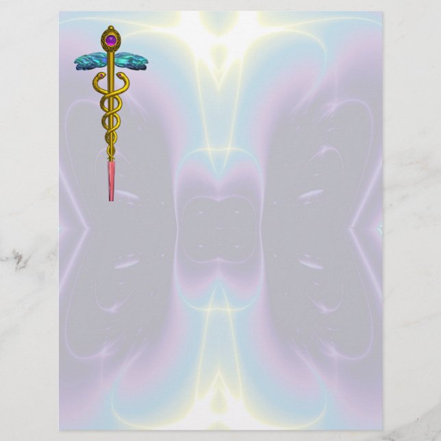 PAPIER SYMBOLE MÉDICALE OR CADUCEUS (Devant)