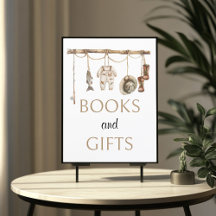 Symbole rustique de livres et cadeaux de pêche 8x1