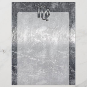 Papier Symbole Virgo Zodiac Grunge Argent Style désaffect