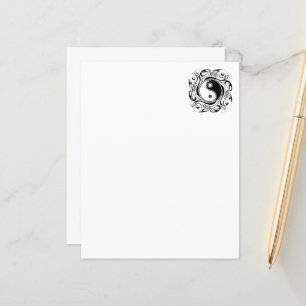 Papier Symbole Yin & Yang noir et blanc de style tatouage