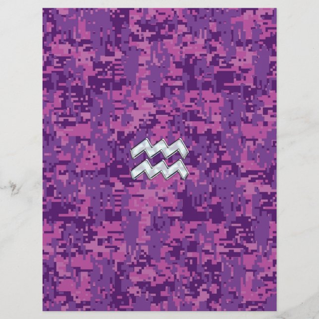 Papier Symbole Zodiaque Aquarius sur le camouflage numéri (Devant)
