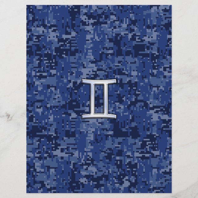 Papier SYMBOLE Zodiaque Gemini Camouflage numérique bleu (Devant)