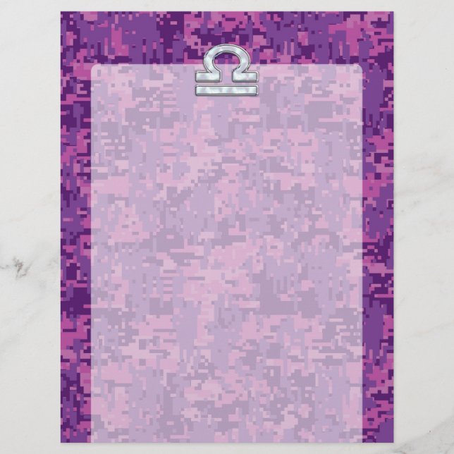 Papier SYMBOLE Zodiaque Libra Camo numérique rose Fuchsia (Devant)