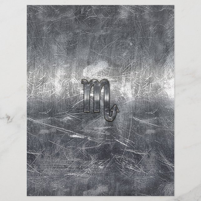 Papier Symbole Zodiaque Scorpio Argent Style Métal Déchir (Devant)
