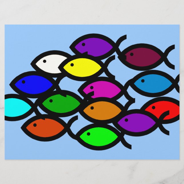 Papier Symboles de poisson chrétien - Rainbow School - (Devant)