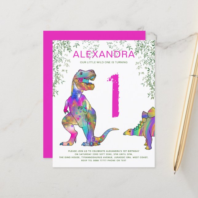 Papier T Rex 1er anniversaire (Devant/Arrière en situation)