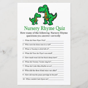 Papier T-rex Nursery Rhyme Quiz jeu de baby shower