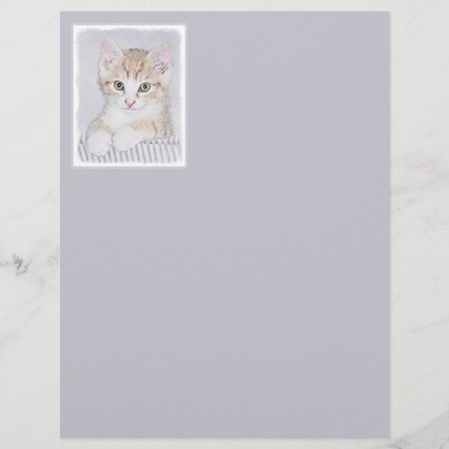 Papier Tabby Orange Kitten Peinture - Art Chat original (Devant)