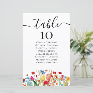 Papier Tableau des sièges du Mariage Fleur sauvage BUDGET
