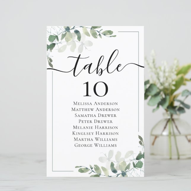 Papier Tableau Mariage de table Eucalyptus BUDGET (Debout devant)