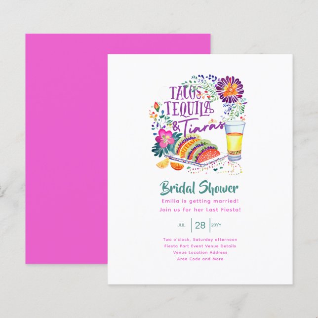 Papier Tacos Tequilas Tiaras Fête des mariées Dernière (Devant / Derrière)