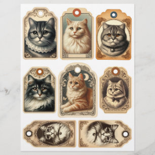 Papier Tags vintage Cat et Kitten