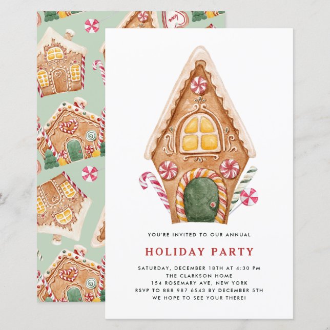 Papier Tall Gingerbread House Fête Invitation (Devant / Derrière)