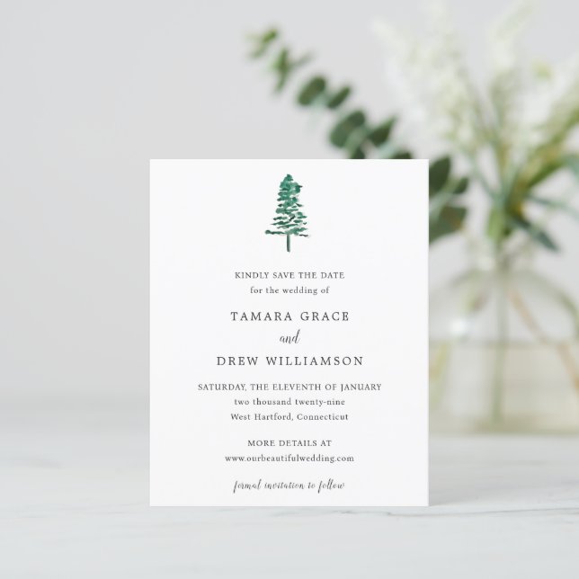 Papier Tamara Pine Tree Mariage moderne Enregistrer la da (Debout devant)