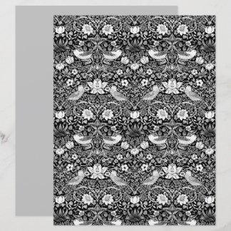 Papier Tapisserie Art Nouveau Oiseau & Fleur, Noir & Blan