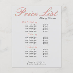 Papier Tarif Salon, spa, salon de beauté éditable