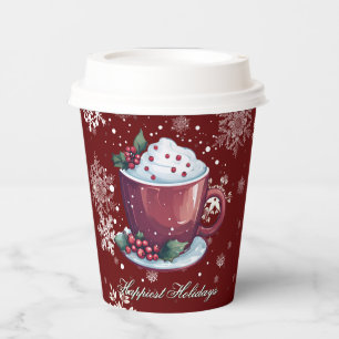 Papier Tasse de chocolat chaud de Noël Gobelets en papi