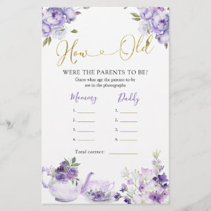 Papier Tea Baby shower Floral Violet Comment vieux parent