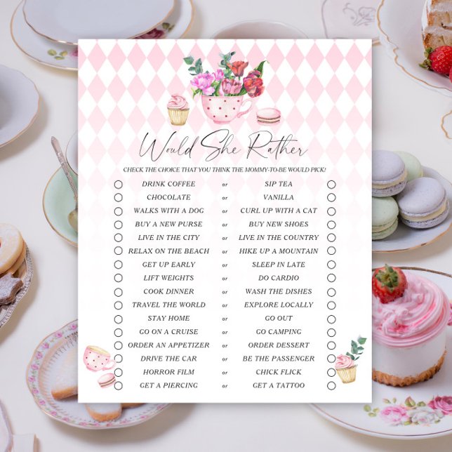 Papier Tea party baby shower Elle préfère jeu (Créateur téléchargé)