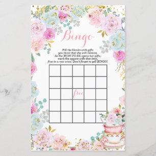 Papier Tea Party Pastel fleurs baby shower Bingo