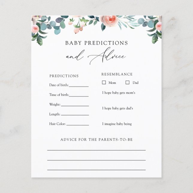 Papier Tea Time Baby Advice and Predictions Card (Devant)