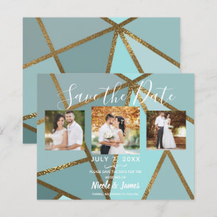 Papier Teal Bronze Moderne Faire-Part de Mariage "Seafoam