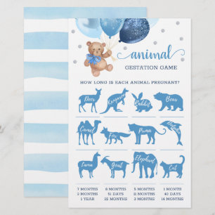 Papier Teddy Bear Animal Gestation Baby shower de jeu