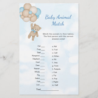 Papier Teddy Bear Baby Animal Match Game