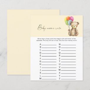 Papier Teddy Bear - Baby name race jeu