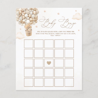 Papier Teddy Bear Baby shower Bingo Jeu