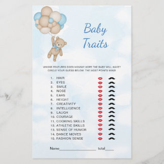 Papier Teddy Bear Baby Traits Game