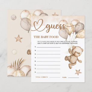 Papier Teddy Bear Bear Bear Guess the Baby Food Card.