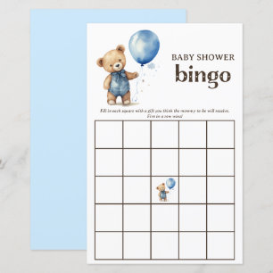 Papier Teddy Bear Boy Baby shower Bingo Jeu