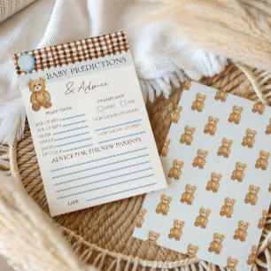 Papier Teddy Bear Boy Baby shower de prédiction Jeu