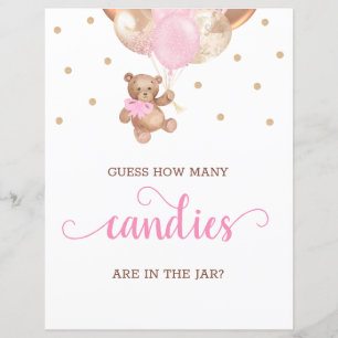 Papier Teddy Bear Devine Combien de bonbons Signer Baby s