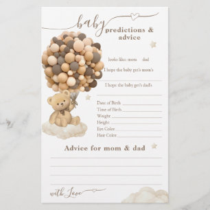 Papier Teddy Bear Genre Neutre Baby shower Jeu