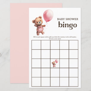 Papier Teddy Bear Girl Baby shower Bingo Jeu