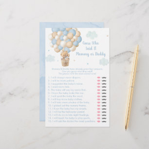 Papier Teddy Bear Hot Air Balloon Devinez Qui A Dit Game